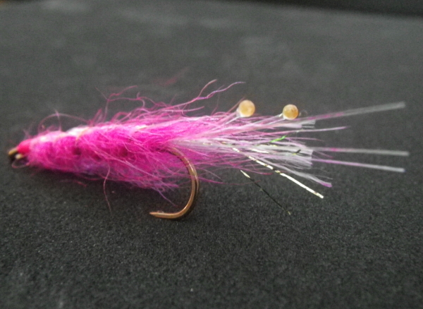 43 pink shrimp fly pink thread mono eyes