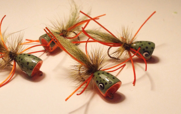 5Pcs/Set Dry Fly Fishing Lure Popper Flies Bugs Topwater Bait Bass Panfish Trout 