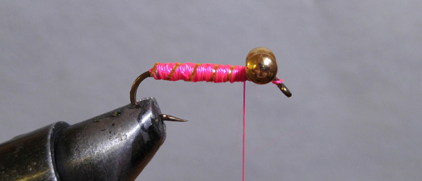 fly-fishing-hook-lead-free-wire-brass-barbell-eyes-pink-thread-gold-tinsel-flash