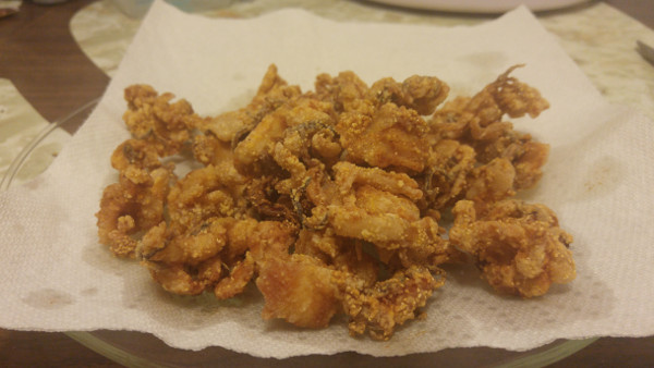 Cooked deep fried bar clams