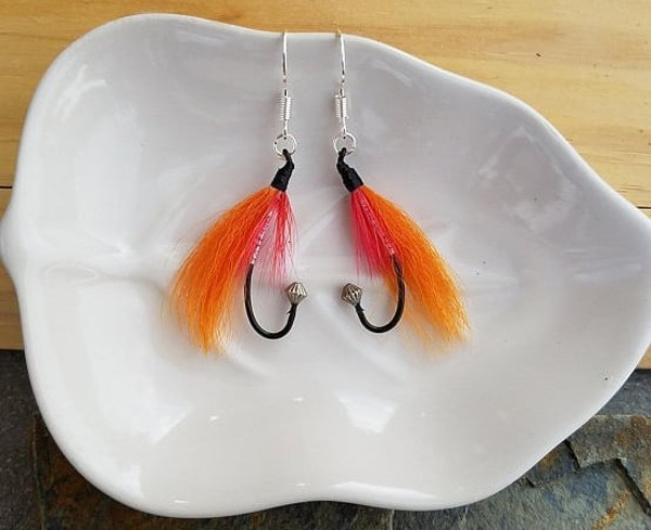 classic streamer style earrings trout salmon fly
