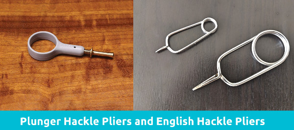 plunger hackle pliers and english hackle pliers for fly tying